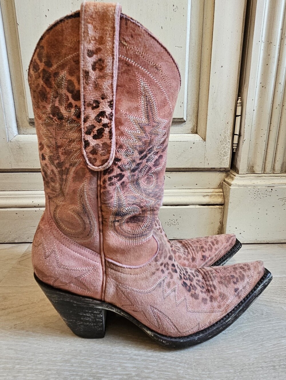 Rare Old Gringo Nevada Pink Leopardito Distressed Leather Cowgirl Boots Size 5.5 - Picture 2 of 16